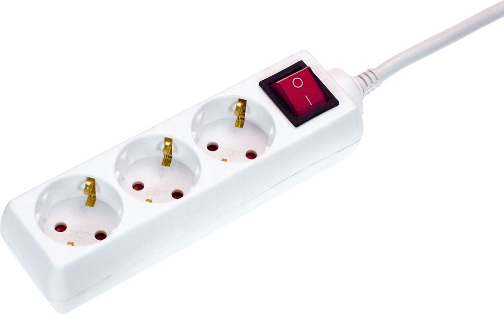 as-Schwabe 3-fach Steckdosenleiste Schalter 230V 16A 5m Mehrfachsteckdose IP20