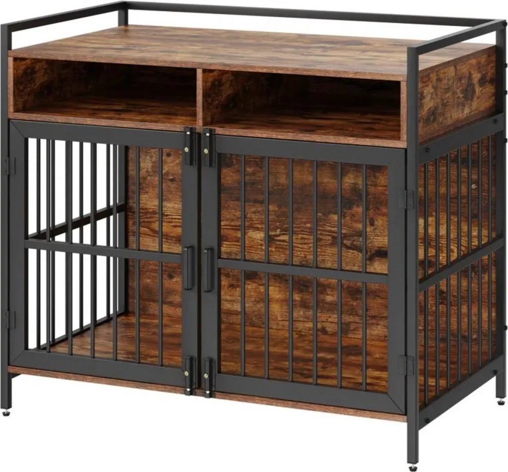 Banque Alimentaire et Cage Chien Bolt Edge - Finition Bois et Inox RVS