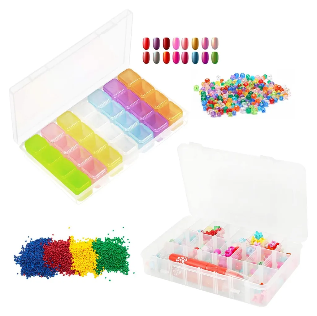 Boîte de rangement 24 cases avec séparateurs amovibles pour couture 2pcs