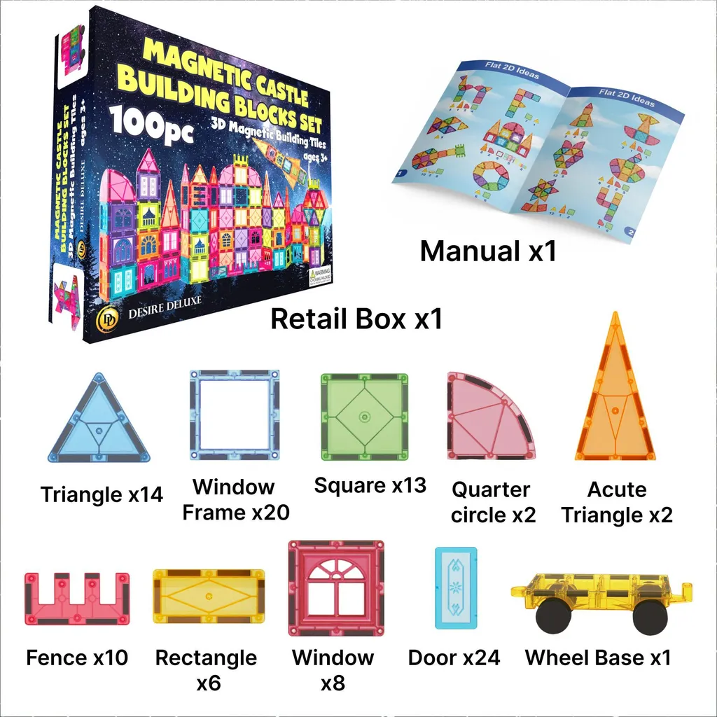 Jouet magnétique enfant - 100 pièces - Blocs construction STEM