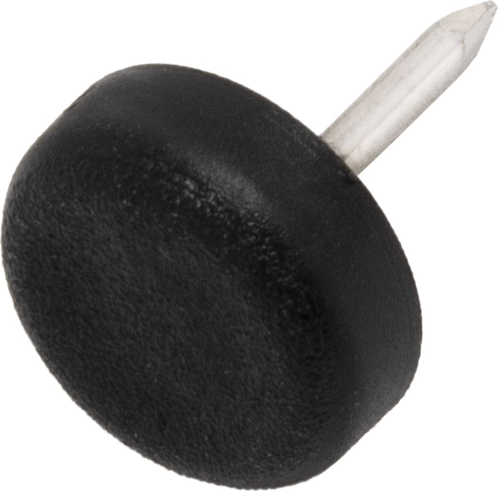 Adsamm | 16 x Kunststoffgleiter mit Nagel | Ø 15 mm | Schwarz | rund | Möbelgleiter mit Stift in von Adsamm