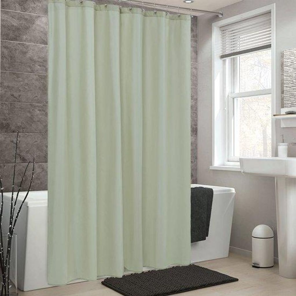 Unyqoos Wasserdichter Stoff-Duschvorhang mit Magneten in Salbeigrün für das Badezimmer 183 cm x 183 cm