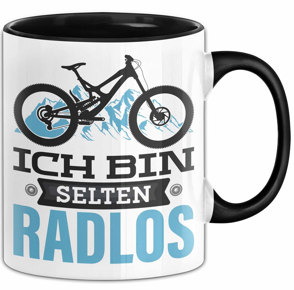 Radfahrer Tasse Geschenk Ich Bin Selten Radlos Fahrrad Spruch (Schwarz)