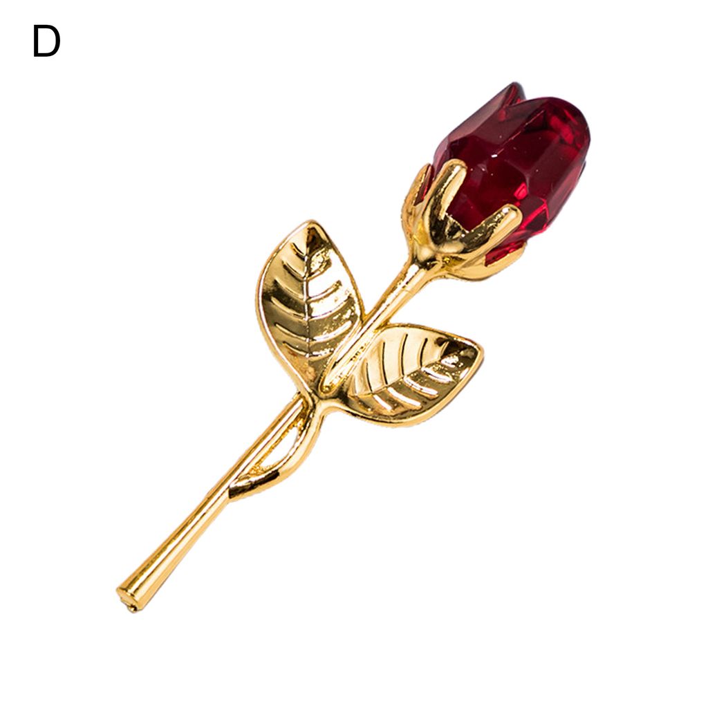 künstliche Kristall Rose Blume Creative Wohnkultur Geschenk mit Metallstangenzweig-D