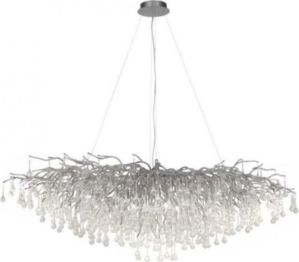 PAUL NEUHAUS Kronleuchter, silberfarben, elegantes Design, Schutzart IP20, 400 mm Glasanhänger