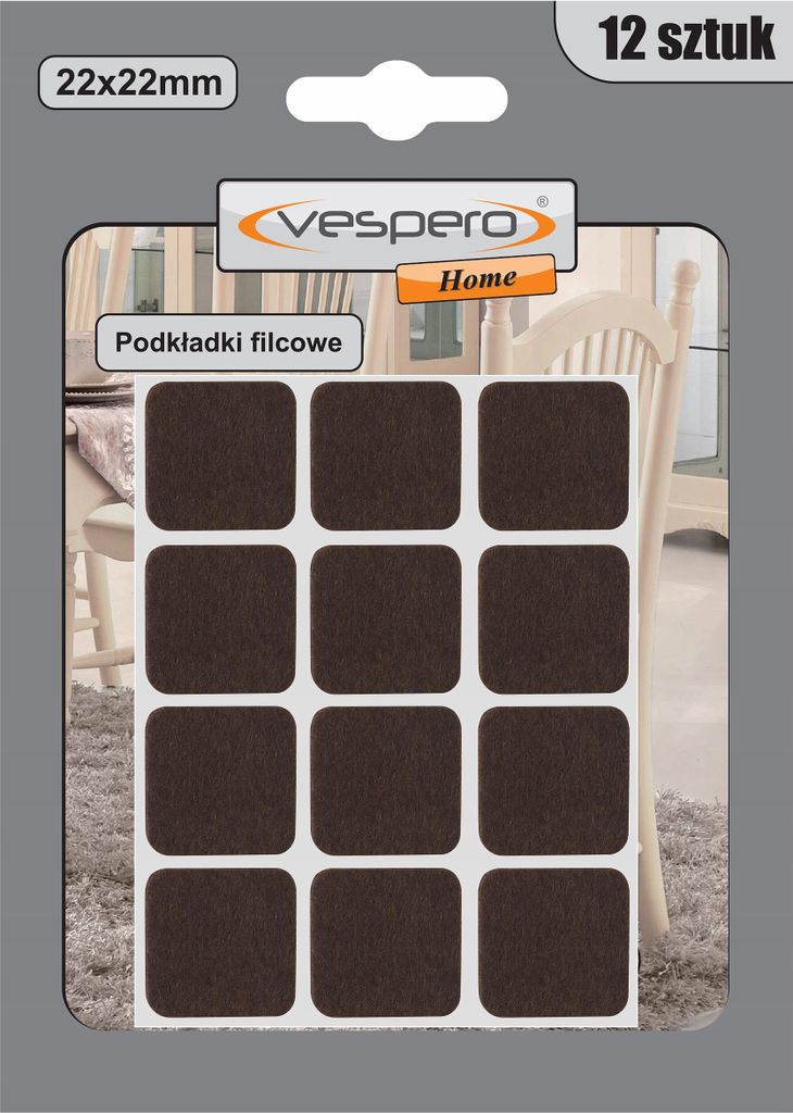 Filzgleiter 2,2 cm quadratisch 12 Stk.