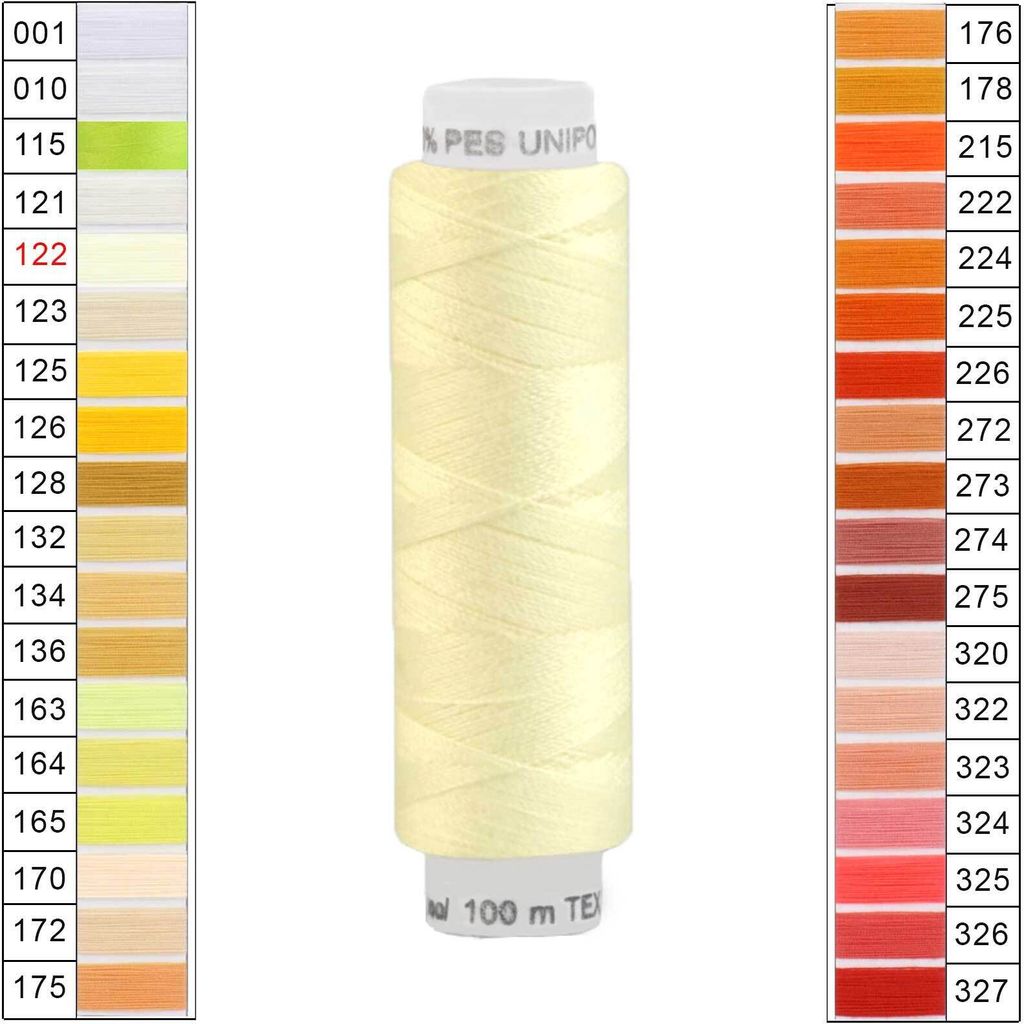 Nähgarn 10 x 100m Unipoly 120 Tex14x2 Universalnähgarn Allzweckgarn Polyester 1v6 Farbwahl, Farbe:122