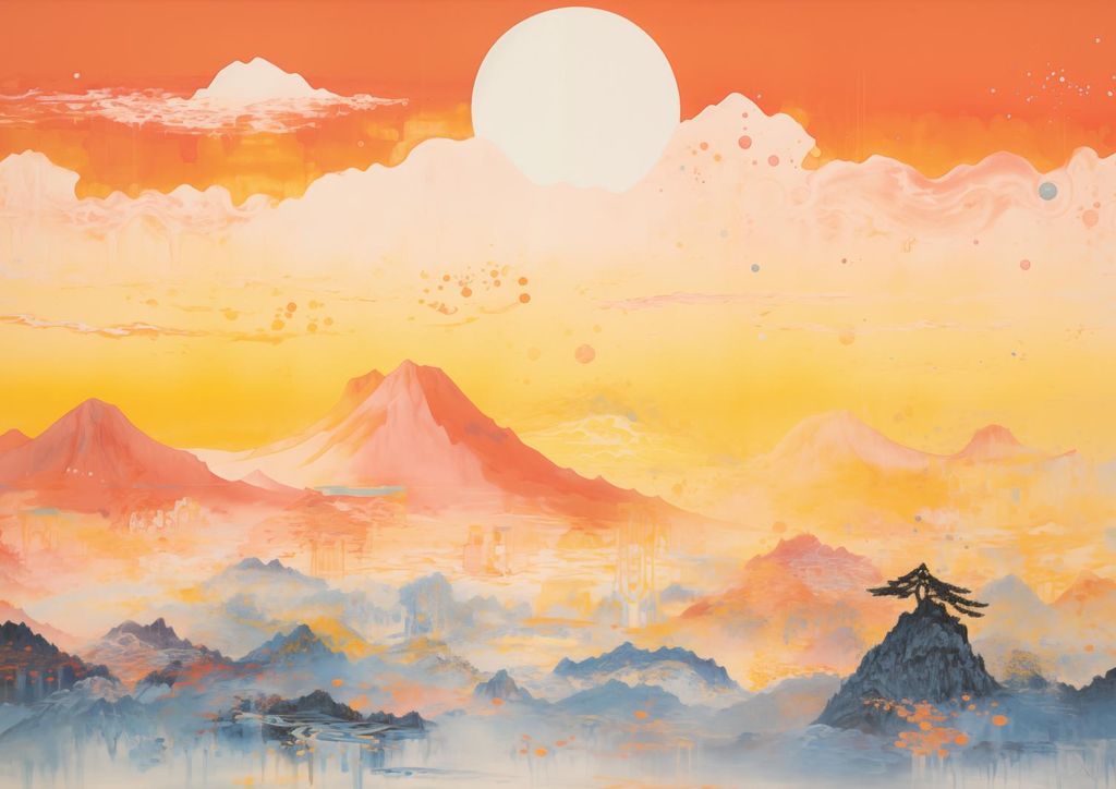 Plakat 29,7x21cm Morgendämmerung über dem Land der stillen Berge