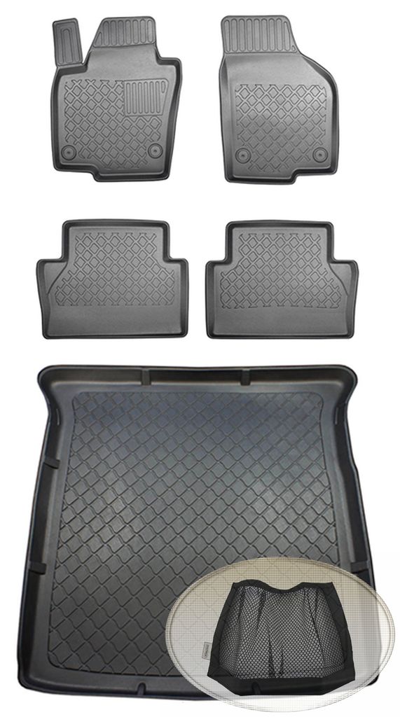 SET Kofferraumwanne Gummifußmatten für Seat Alhambra 2 Vor-Facelift Van Kombi 5-türer 2010-2015 7Sitze (1. + 2. Sitzreihe) 7Sitze (3.Reihe unten)