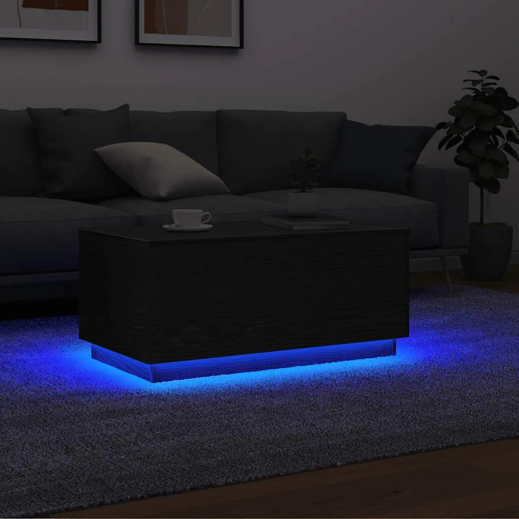 Tavolino Soggiorno Moderno LED RGB Maison Exclusive Rovere Nero