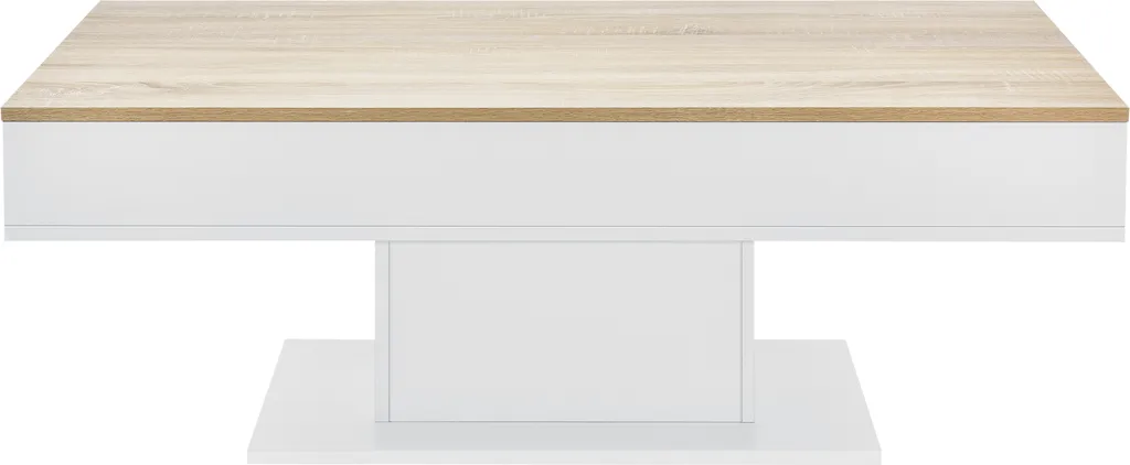 Table basse Lünen avec 2 compartiments 40x110x60 cm chêne et blanc - 4