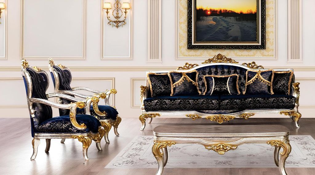 Gruppe Set Sofagarnitur 3+1+1 Sitzer 3tlg. Möbel Sofas Sessel Luxus Sitz Barock