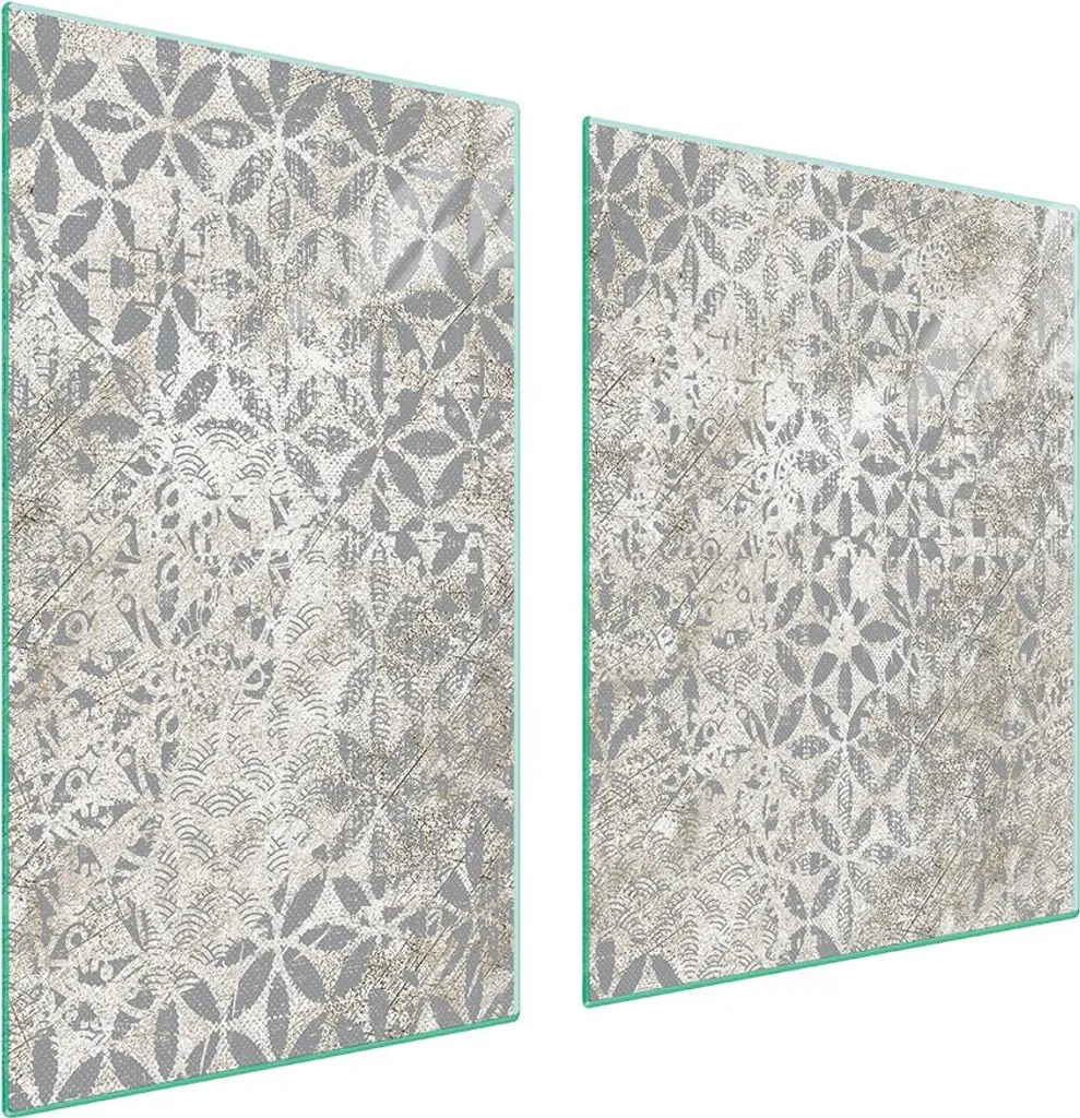Copri Piano Cottura Vetro Temperato Grigio 100x52 - Set 2 Taglieri