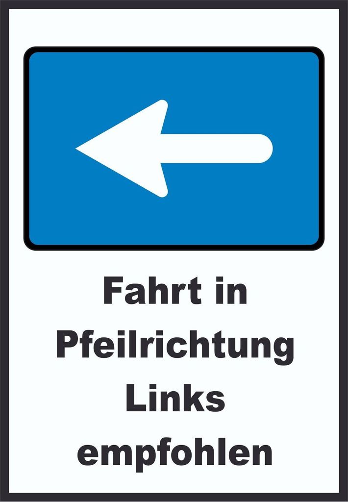 In Pfeilrichtung fahren links Symbol und Text A2 Rückseite selbstklebend