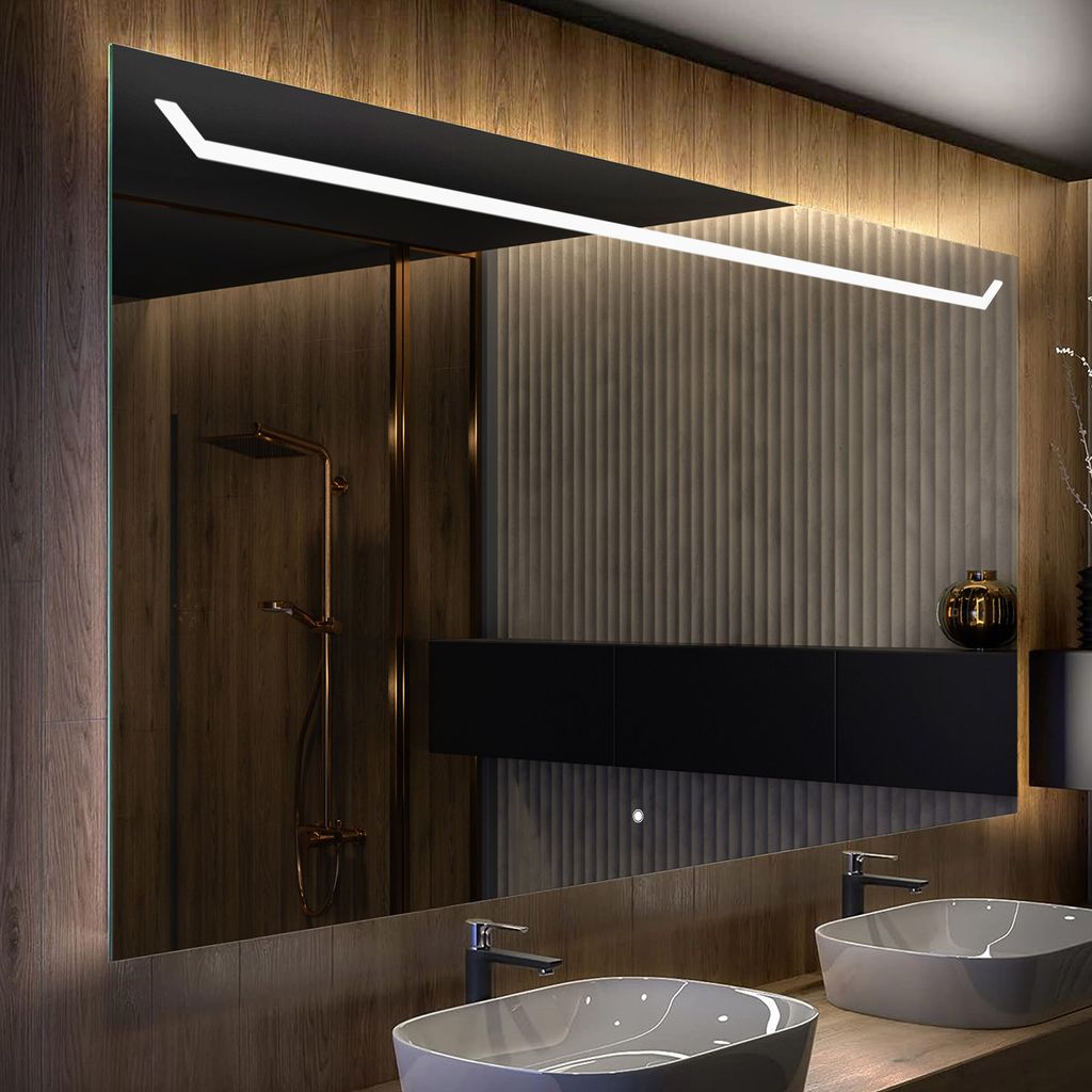 Artforma Badspiegel 140x60 cm - mit LED Beleuchtung - LED Farbe Kaltweiß 7000K - Individuell Nach Maß - Beleuchtet Wandspiegel Lichtspiegel Badez...