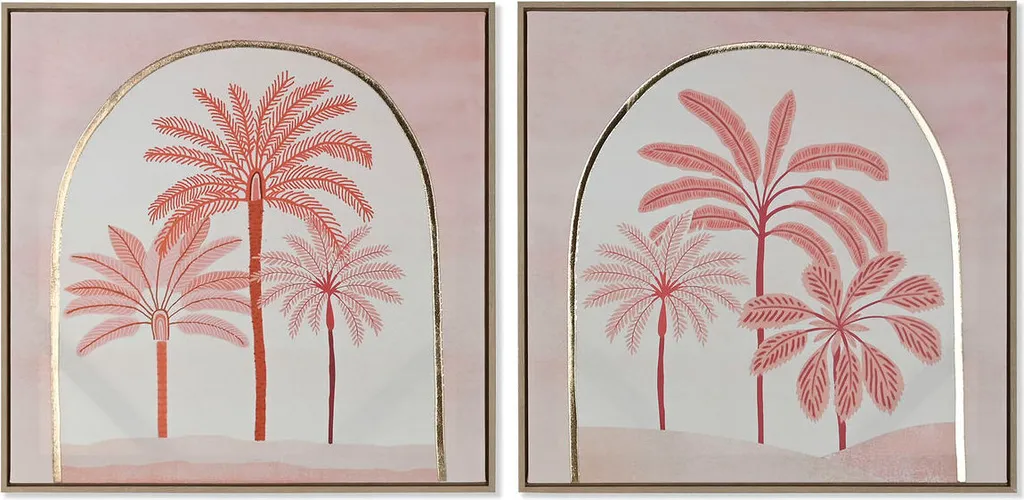Tableau pour Salon Ambiance Exotique Beige Corail 60x60 cm Duo Déco