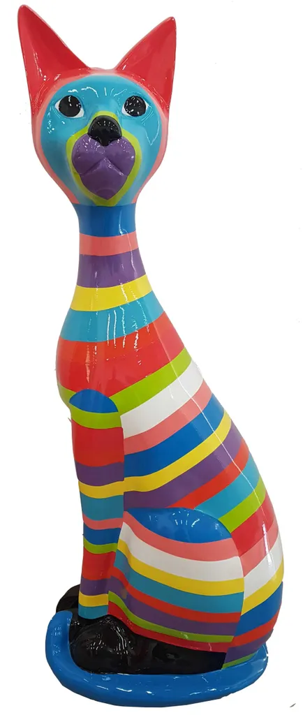 Statue chat design abstrait 98 cm - Sculpture haute finition pour loft