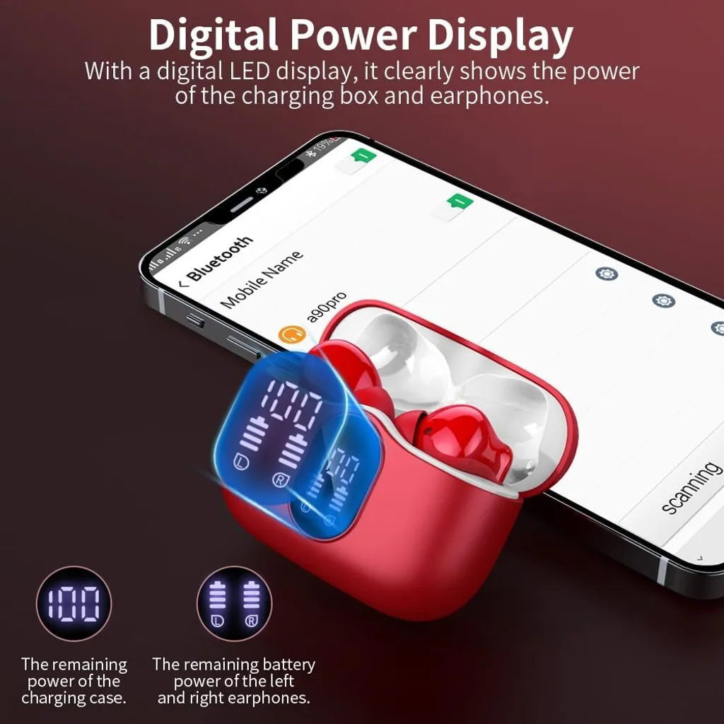 Auricolari Wireless 5.3 con ENC e 4 Microfoni - 40h Playtime LED - 3