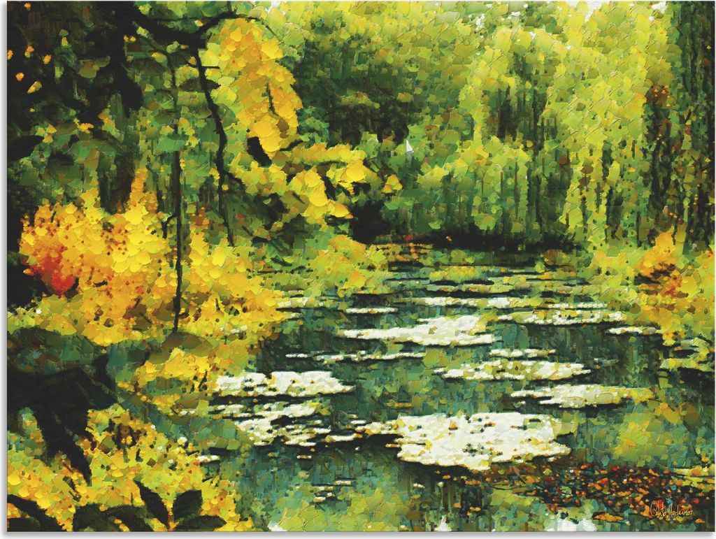 ARTland Wandbild Alu für Innen & Outdoor Grüner See Größe: 40x30 cm