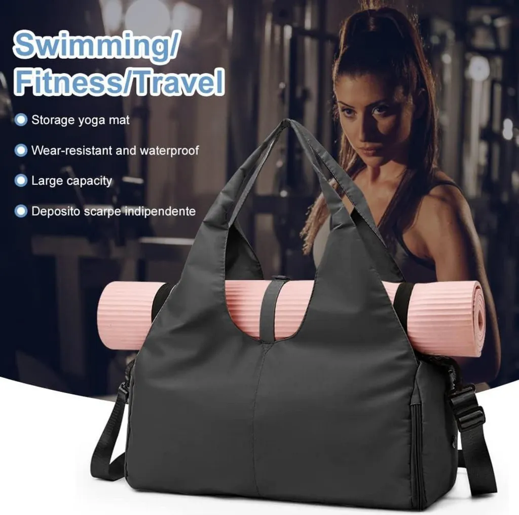 Sac de yoga et gym multifonction imperméable avec rangement humide noir - 5