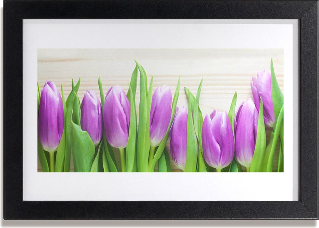 Bild 30x20 MDF-Rahmen Wandkunst Tulpen Blumen Natur