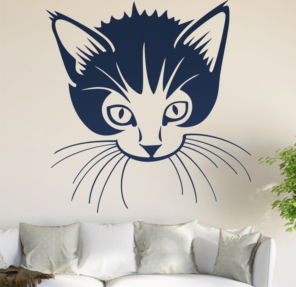 Katze Wandtattoo in 6 Größen - Wandaufkleber Wall Sticker - Dekoration, Küche, Wohnzimmer, Schlafzimmer, Badezimmer