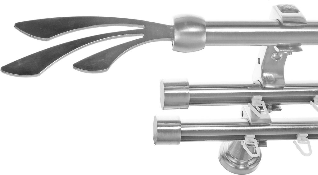 Rohr + Innenlauf Gardinenstange Ø 20mm Edelstahl Look 3-läufig Wandträger H60RII