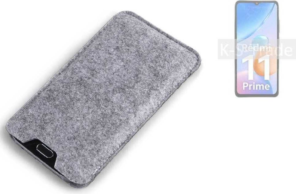 K-S-Trade Filz Handyhülle kompatibel mit Xiaomi Redmi 11 Prime Schutzhülle Filztasche Filz Tasche Case Sleeve Handy Hülle Filzhülle grau