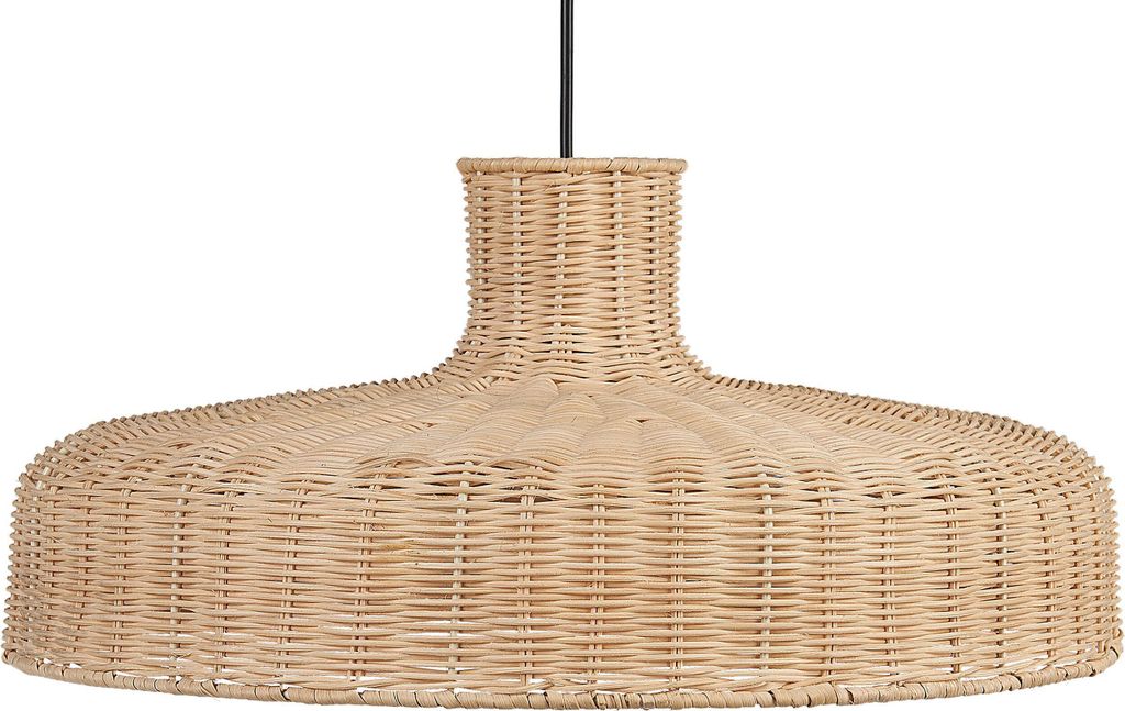 BELIANI Hängeleuchte Natürlich Hellbraun 108 cm Rattan geflochten Schirm glockenförmig für Wohn- Schlaf- und Esszimmer Modernes Design Boho Stil