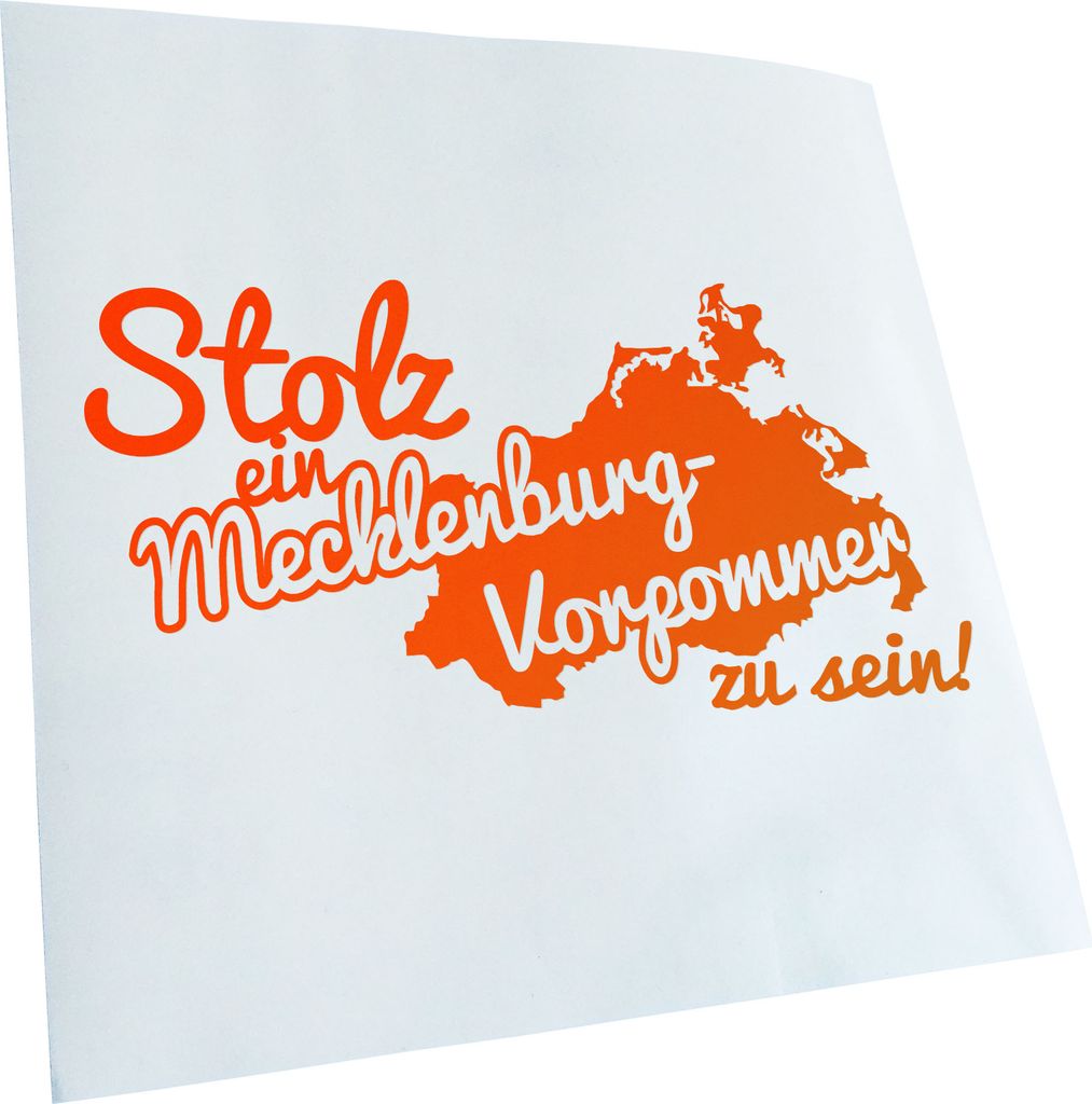 Kiwistar - Autoaufkleber - Mecklenburg-Vorpommer Stolz - Neonorange - 30x15cm - Aufkleber für Auto, Laptop, Fahrrad, LKW, Motorrad mehrfarbig JDM ...