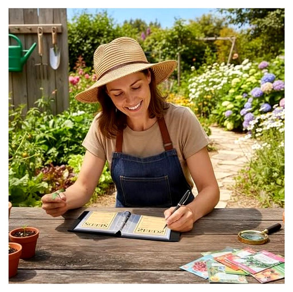 Aufbewahrung von Samen, Sammelalbum mit 50 selbstklebenden Samentütchen, Ringbuch, aus Leder, zum Sammeln, Sortieren und Aufbewahren von Samen