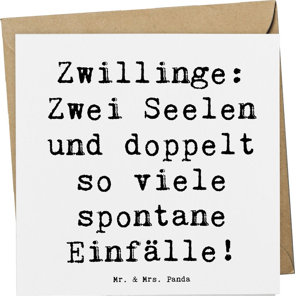 Mr. & Mrs. Panda Grußkarte Spruch Zwillinge Abenteuer - Weiß - Geschenk, Glückwunschkarte, doppelkarte, doppelt so viele spontane Einfälle, Dua...