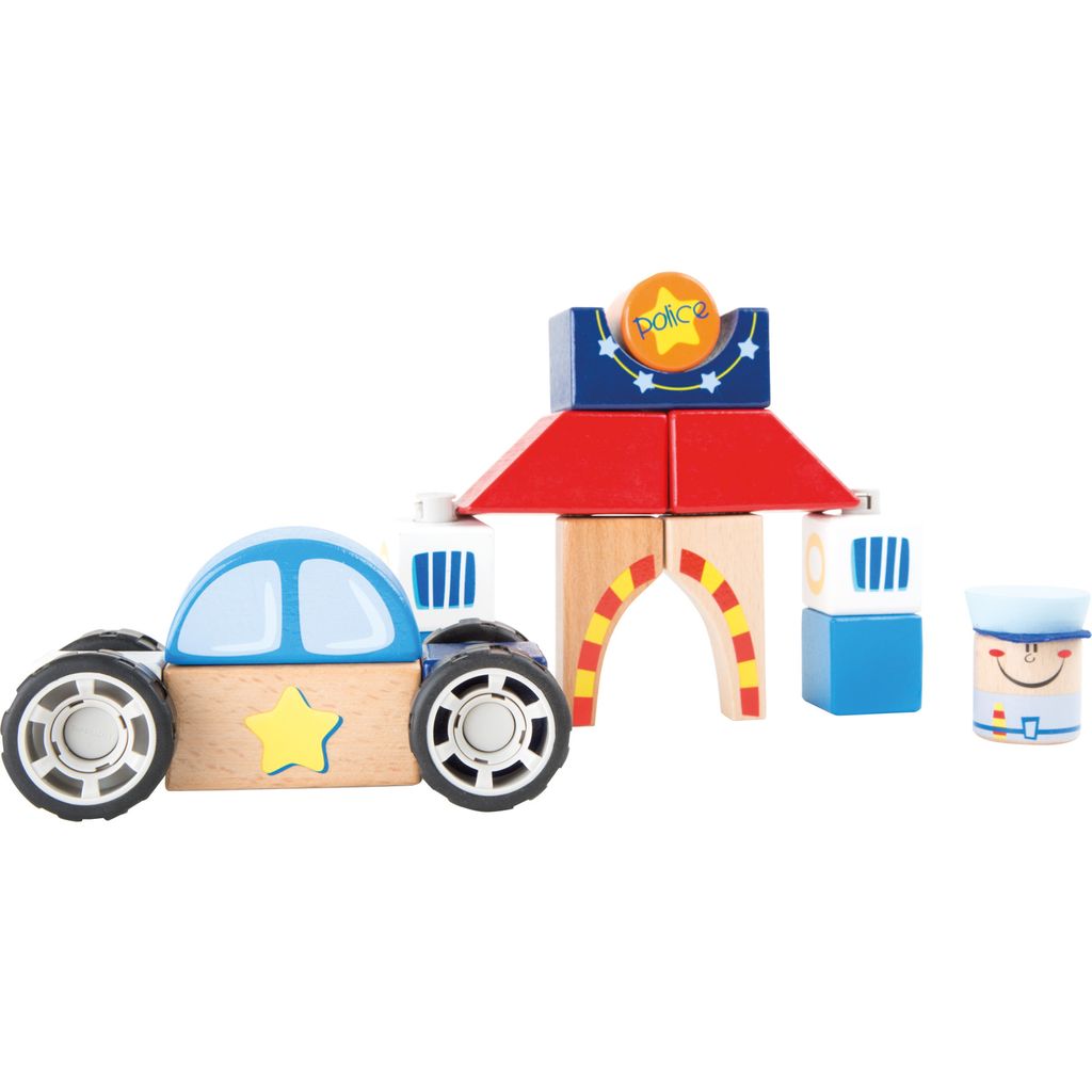 Small Foot 10081 Holzbausatz Polizei, bunt, 19-teilig (1 Set)