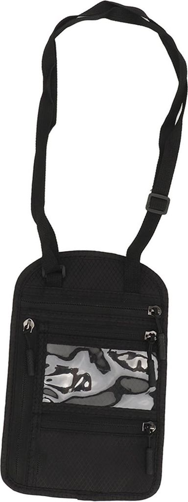 Passhalter Hals Brieftasche Nylon Anti -Diebstahl wasserdichtes Schichtschichtweg für Männer Frauen schwarz