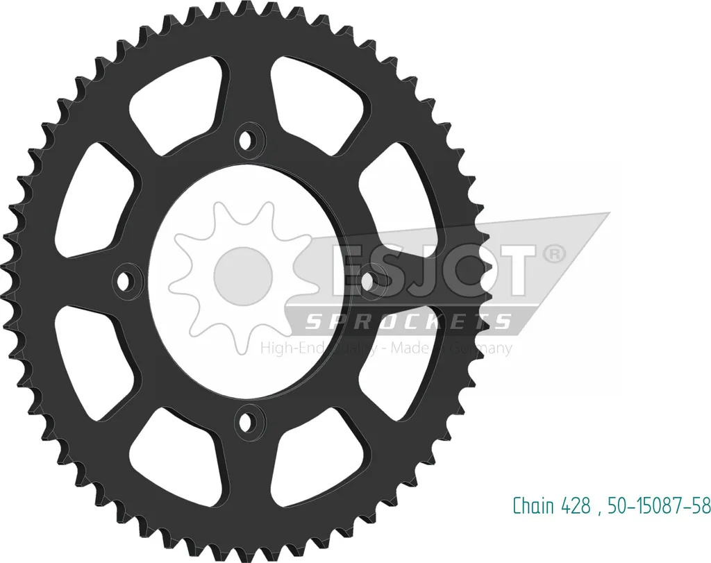 Couronne Esjot 58 Dents Acier Trempé Pas 428 Diamètre 100mm 4 Trous