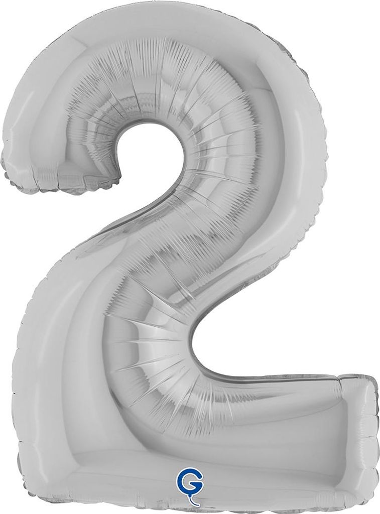 Riesenzahl Folienballon 40"/102cm | Silber Zahl: 2