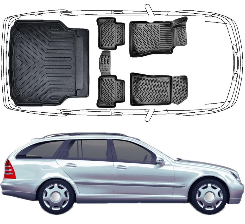 3D Fußmatten & Kofferraumwanne Auto Set Kompatibel mit Produktbild 