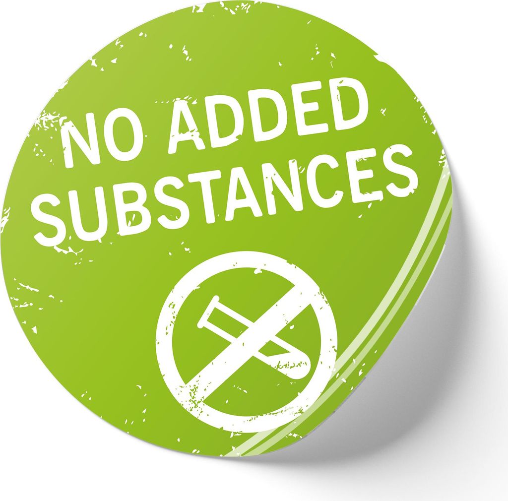 500er Set Aufkleber "No added substances" rund je 2cm Lebensmittel Kennzeichnung Beschriftung Etiketten f. Küche Gastro Party Catering R002