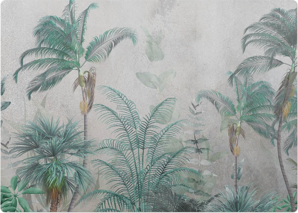 Palmen auf pastellfarbenem Hintergrund – Bodenschutzmatte – Stuhlunterlage 140x100 cm – Rutschfest – Hartbodenmatte