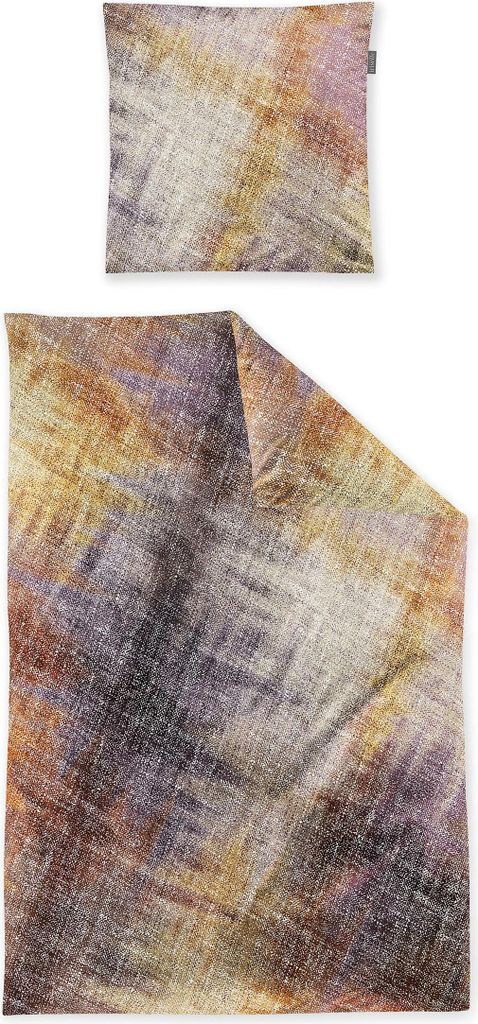 Irisette Flausch-Baumwolle Bettwäsche-Garnitur Zobel 8550 Farbe orange 155x220+80x80cm