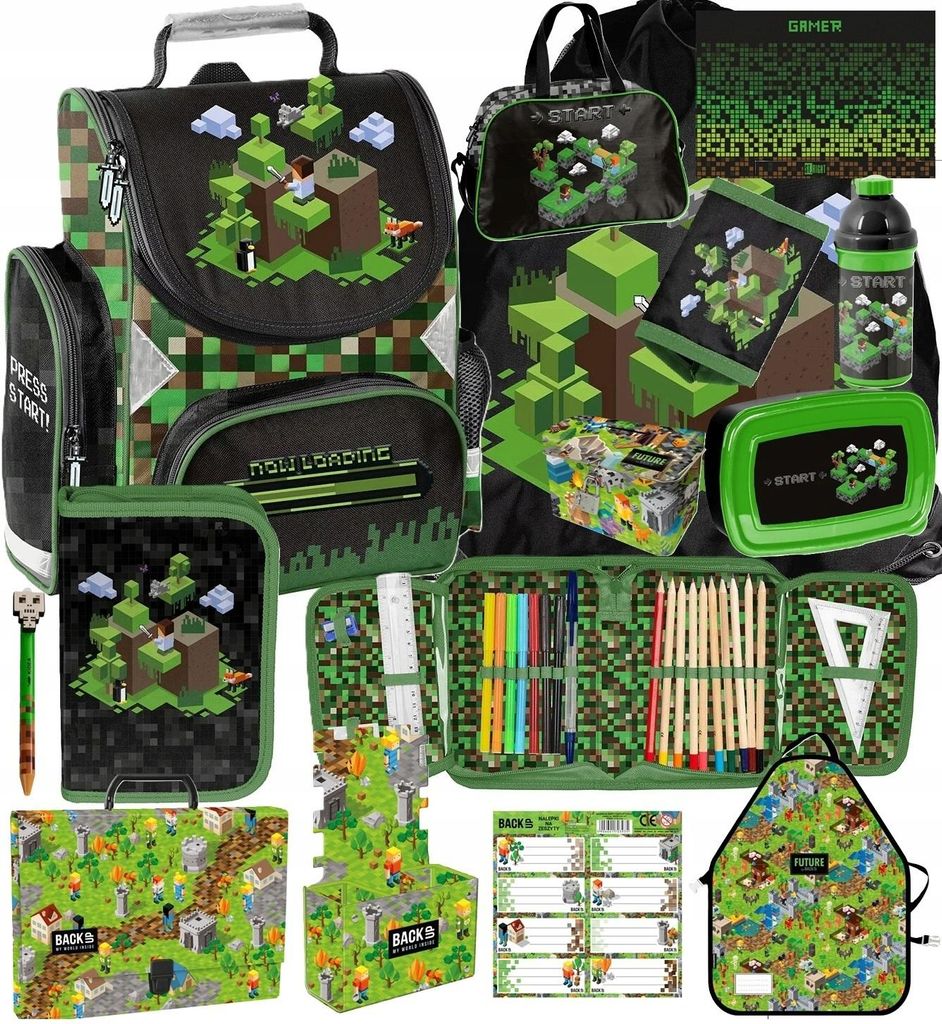14 teile Schulranzen MINECRAFT Ergonomisch ranzen rucksack Produktbild 