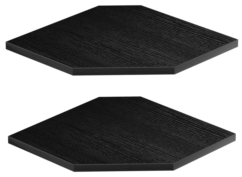 Étagère murale d'angle suspendue 30 cm noire avec gestion des câbles (x2)