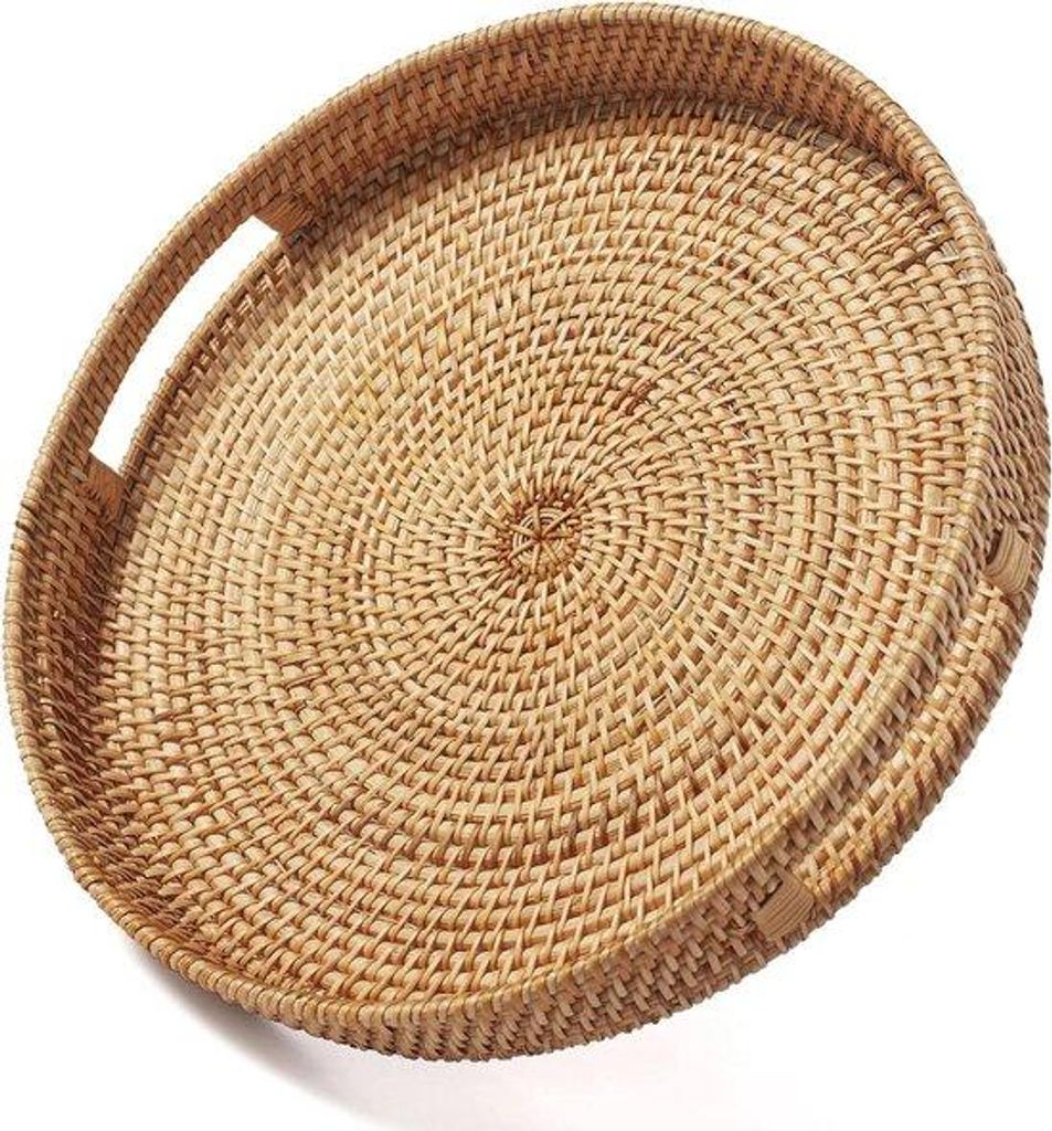 Runde Küchenuntertische Tische Natürlich Dekorativ Mit Handgriffen - Osmanische Küchentische Lade für Küche und Haus (Klein 30cm x 6cm)