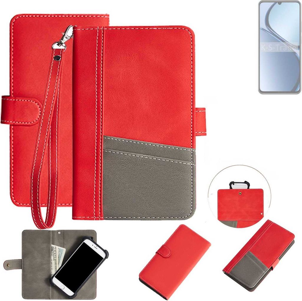 K-S-Trade Handy Schutzhülle für Realme Narzo N63 Hülle Portemonnee Brieftasche Klapphülle Kartenfächer Flip Wallet Case Etui