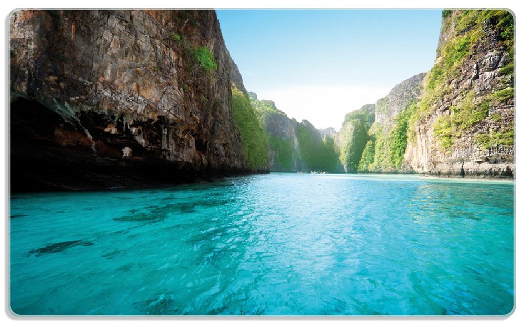 Wallario Frühstücksbrettchen aus Glas, je 14 x 23 cm, mit rutschfesten Füßen, Motiv Fluss in den Tiefen der Schlucht