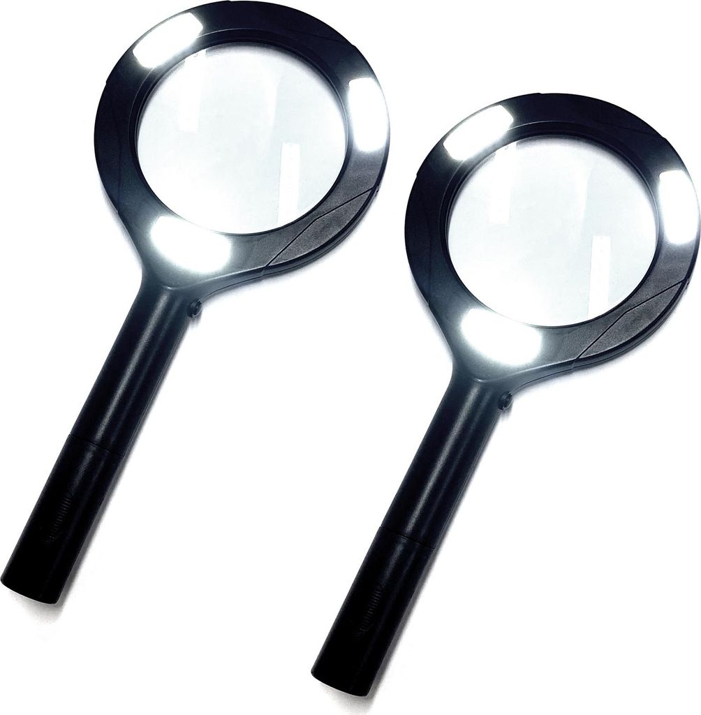 2er Set LED Lupe Vergrößerungsglas | Leselupe mit Licht | Produktbild 