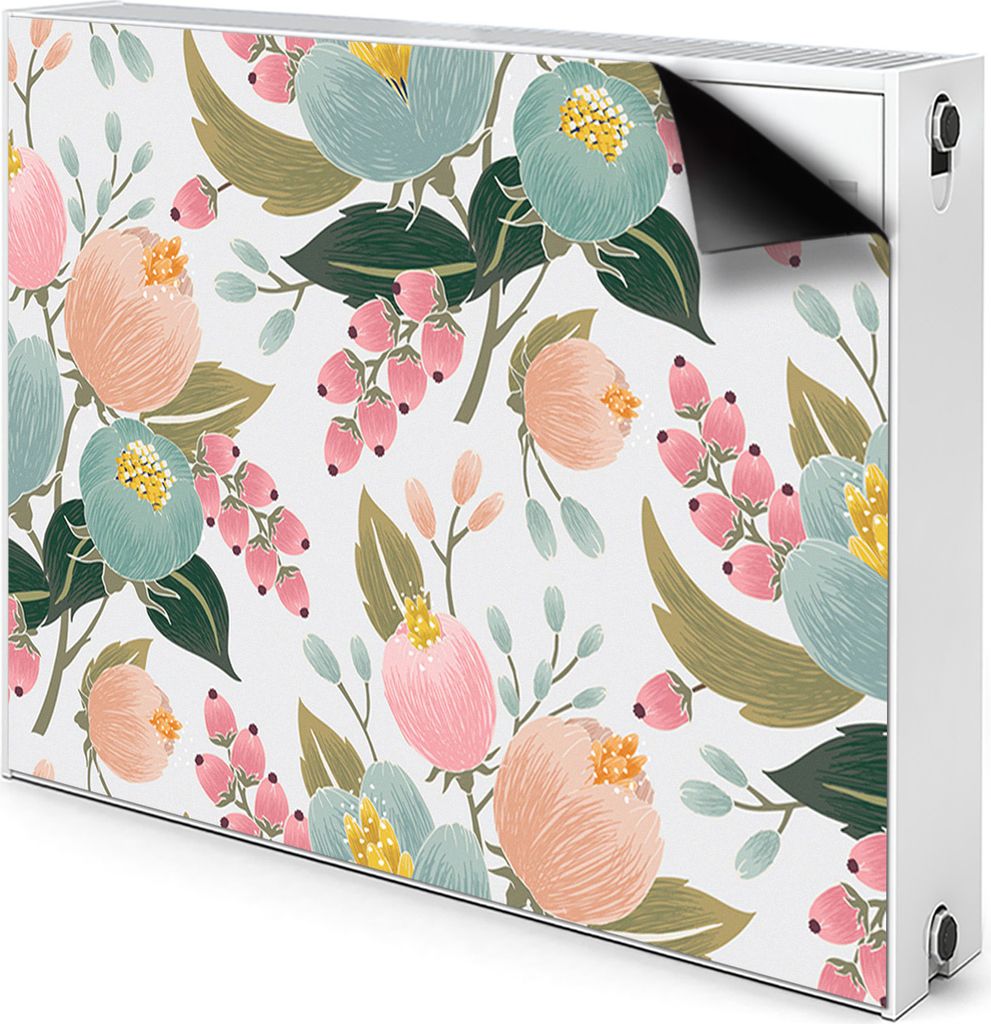 Magnet Heizung Verkleidung Abdeckung Heizung Heizkörperabdeckung 100x60 cm - Lackierte Blumen