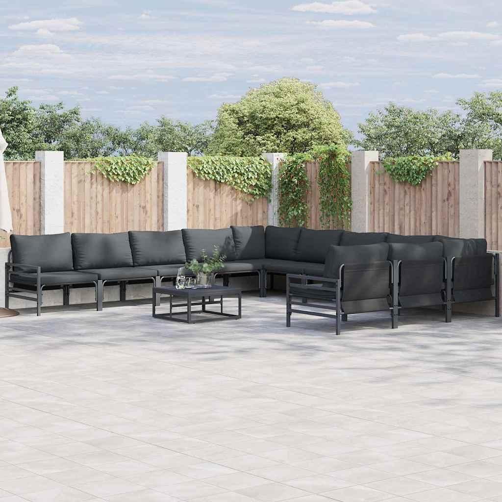 Maison Exclusive - Gartensofa-set mit Kissen 12 pcs Schwarz Stahl