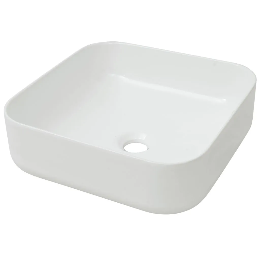 vidaXL Lavabo Carré en Céramique Blanc Brillant - Vasque 39x39x13,5 cm