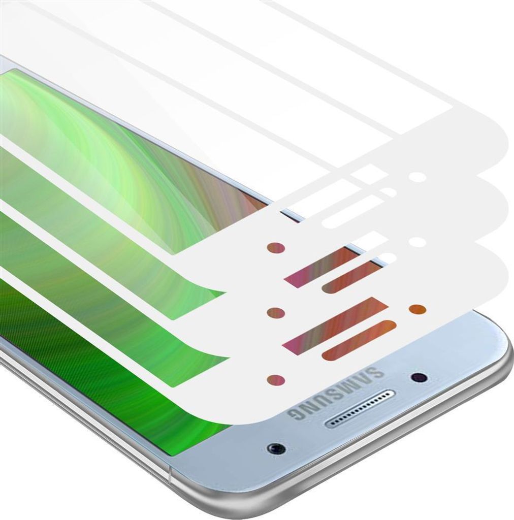 Cadorabo 3x Vollbild Panzer Folie für Samsung Galaxy A3 2017 Schutzfolie in Schwarz Tempered Display-Schutzglas
